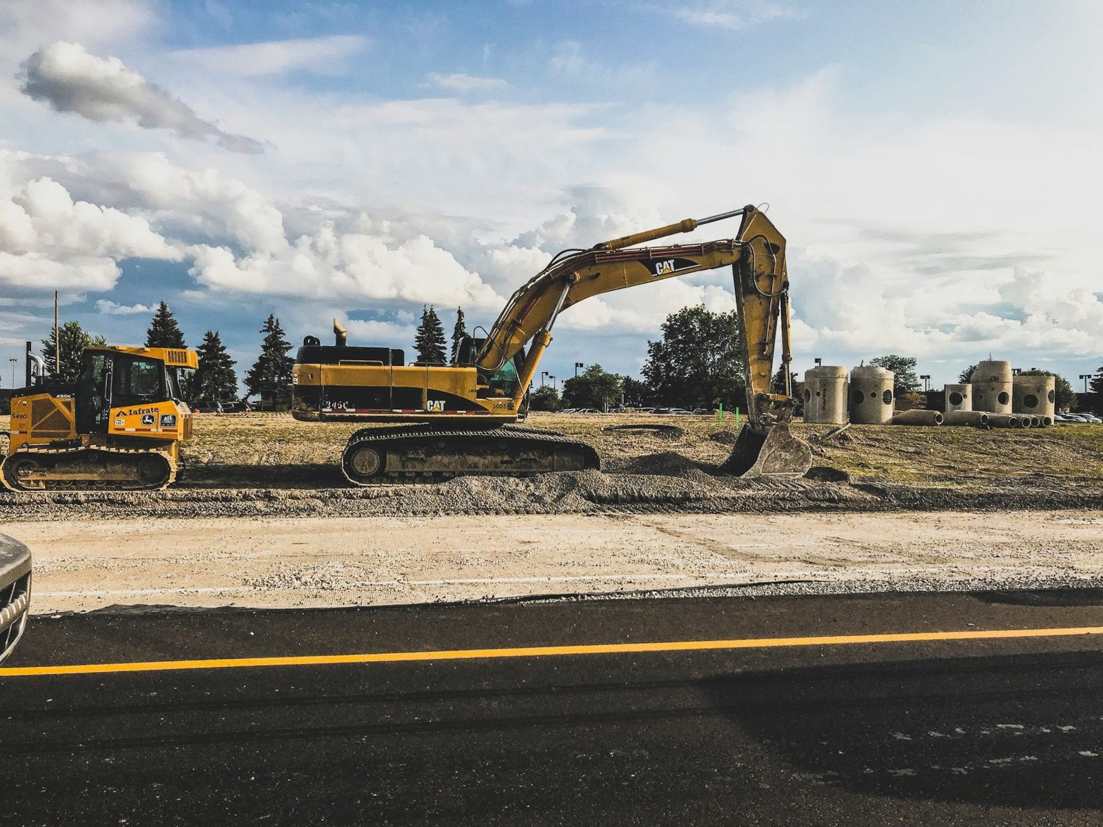 Excavator and dozer on a construction site